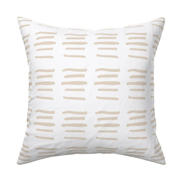 White ground with cream stripe cute square decorative throw pillows by Kerri Rosenthal in square